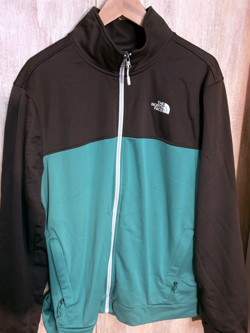 The North Face Men’s Two-Tone Dark Brown and Teal Full-Zip Jacket size Large